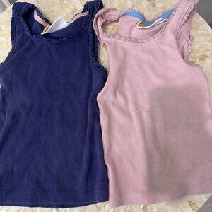 Boden Girls Blue Pink Sleeveless Scoop Neck Solid Tanks Top Set of 2 Size 2-3 Y